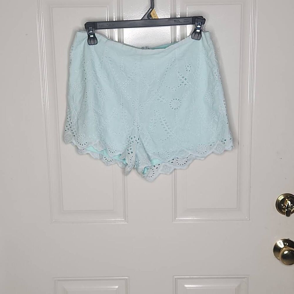 Sugar lips eyelet aqua blue shorts women's size M